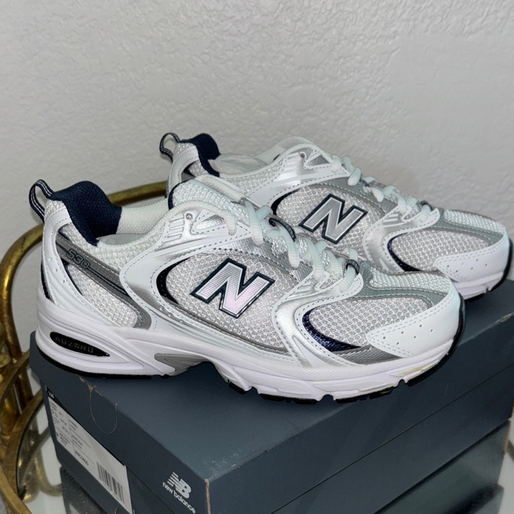 New Balance White and Gray Sneakers